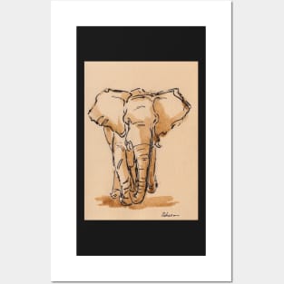 "Titan"  Elephant Ink Wash Painting #25 Posters and Art